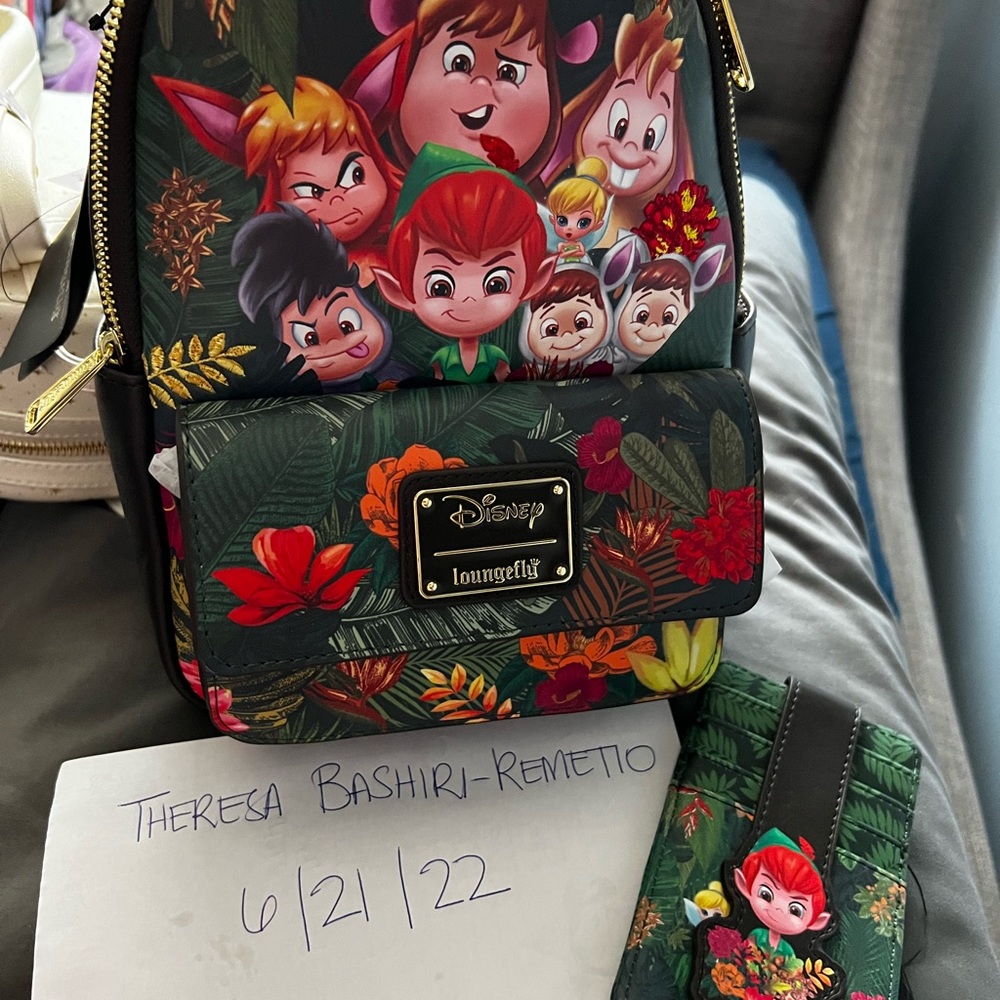 Peter Pan Chibi Set - Loungefly mini backpack and cardholder NWT